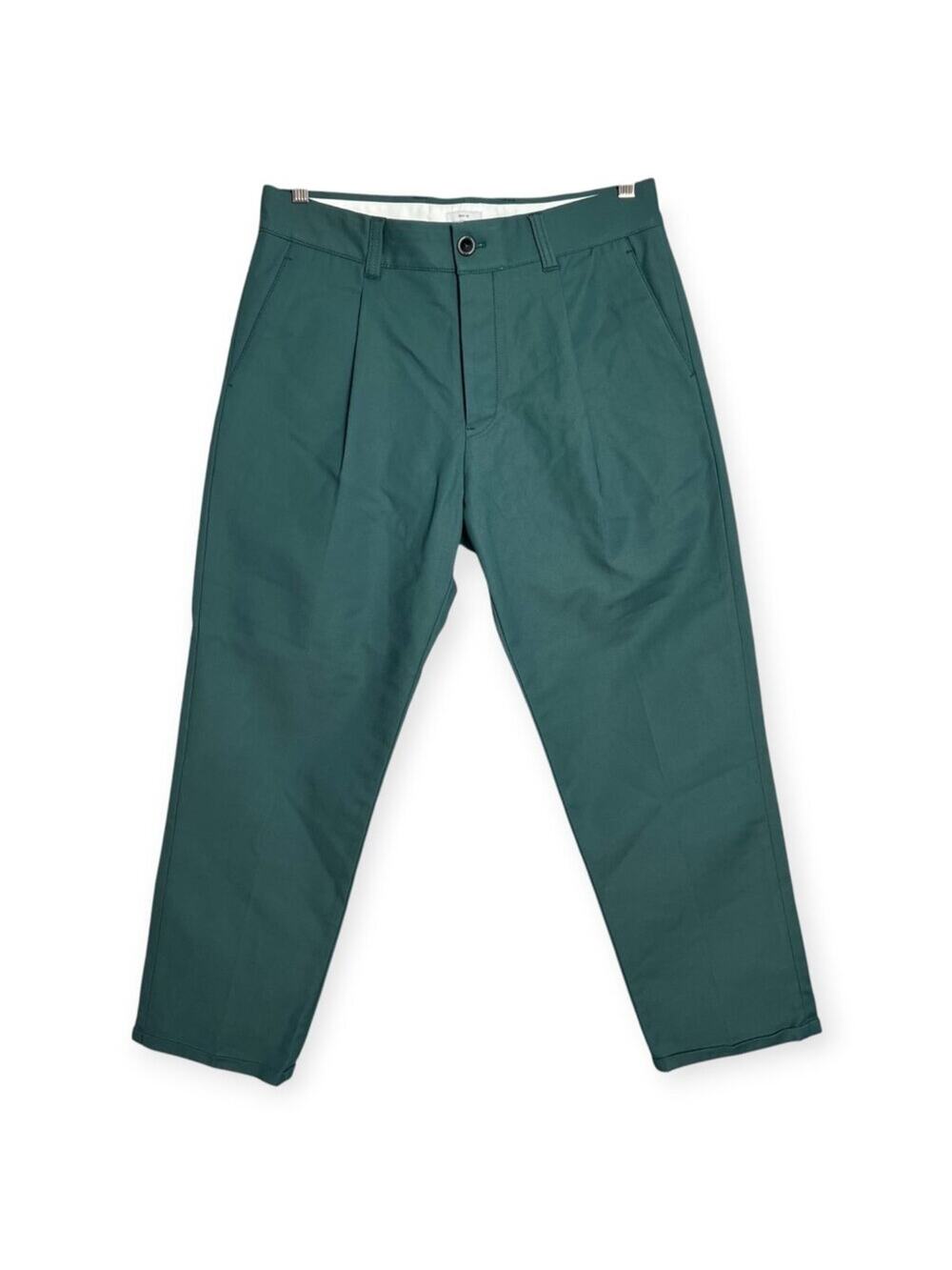 PT Torino PT01 Forward 1-Pleat Pant SIZE 34x26 Teal Nylon Cotton Cuffed Crop